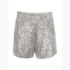 NEW Generation Love Size L Women's Elise Sequin Shorts - Argento Silver
